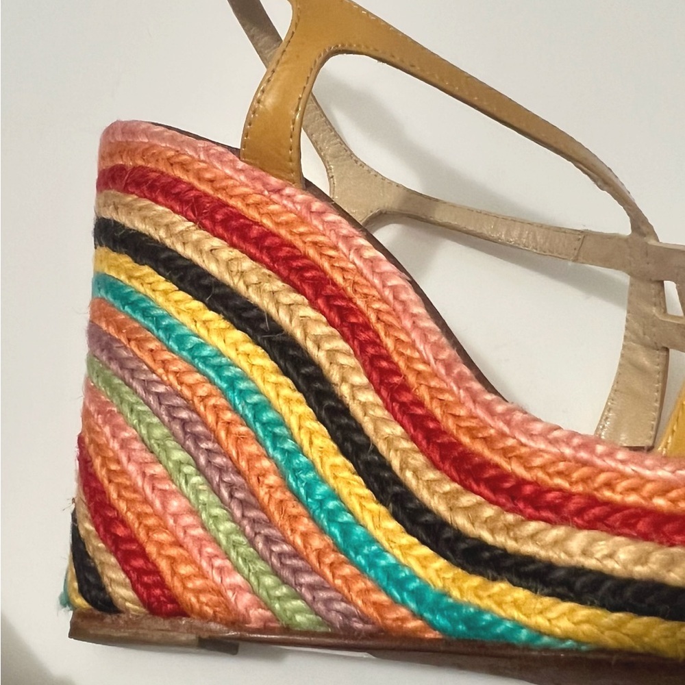 Kate Spade NY 5" Wedge Espadrille Sandals Sz 7 Rainbow Hippie Retro Shoes - Picture 6 of 7